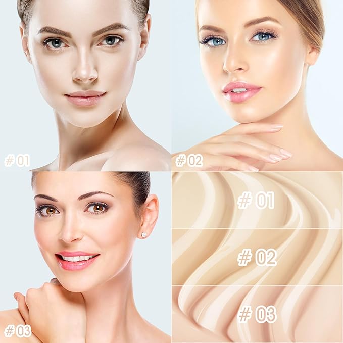 Liquid Concealer Makeup, Full Coverage Concealer, Cream Face Concealer with Cushion Applicator, Highly Pigmented, Natural-Looking, Hydrating, Waterproof Concealer (#04 Ivory)