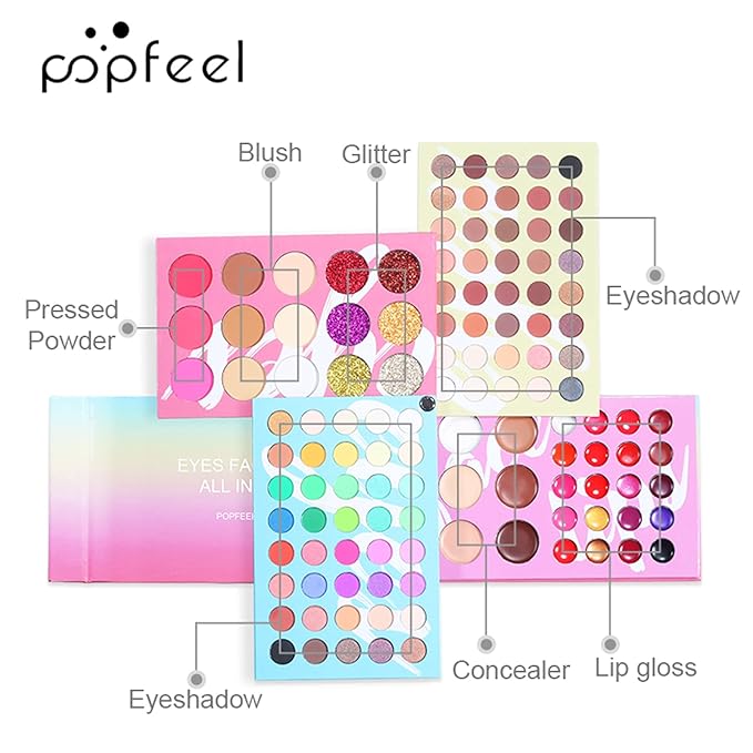 All-in-one Makeup Set Holiday Gift | Full Makeup Kit for Women Essential Starter Bundle Include Eyeshadow Palette Lipstick Blush Cream Concealer Face Powder Eyeliner Mascara Lipgloss Brush