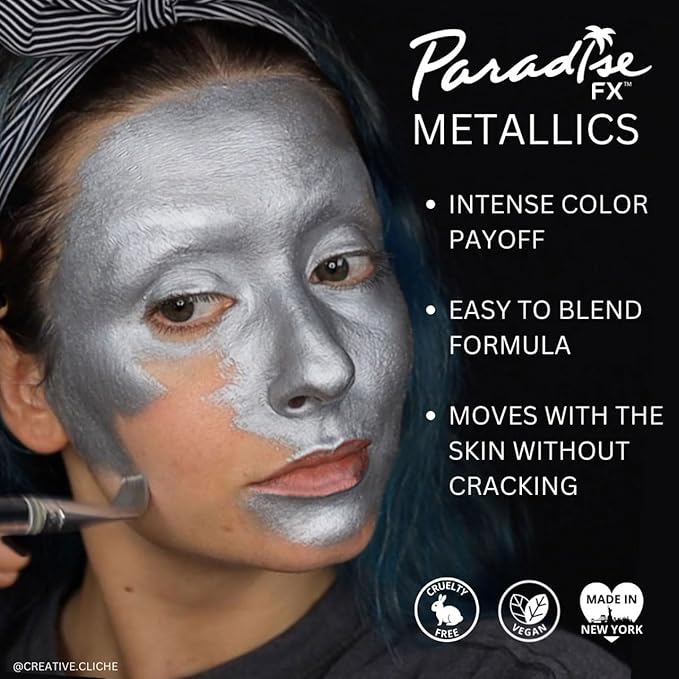 Mehron Makeup Paradise Makeup AQ Refill Size | Stage & Screen, Face & Body Painting, Cosplay, Halloween | Water Activated Face Paint, Body Paint, Cosplay Makeup .25 oz (7 ml) (Metallic Dark Blue)