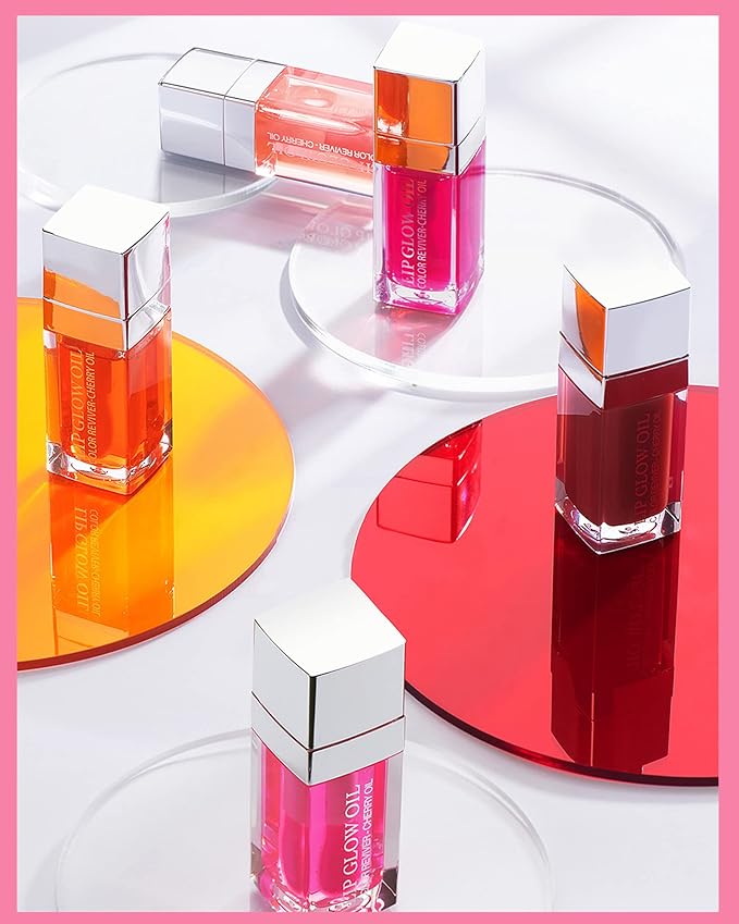 Plumping Lip Glow Oil,Hydrating Tinted Lip Oil Gloss,Transparent Toot Lip Oil Lipgloss,Long Lasting Moisturizing Glow Reviver Lip Care Oil,Glossier Lip Tint Stain Lipstain,Gift for Women(#015 Cherry)