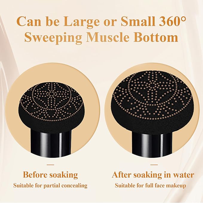 Mushroom Head Air Cushion CC Cream Foundation - Moisturizing & Long-Lasting BB Cream Concealer Makeup Base for All Skin Types, Brighten Long - Lasting Even Color Correcting Concealer (Natural)