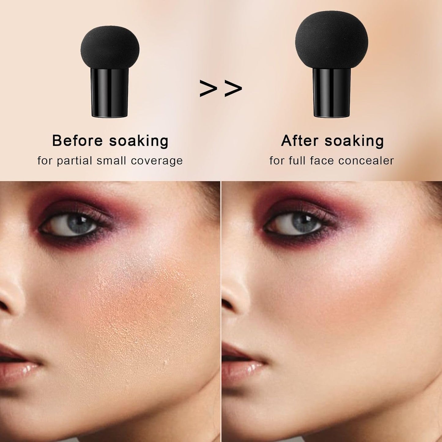 Mushroom Head Air Cushion CC Cream - BB Cream Face Makeup for Mature Skin, Moisturizing Cover Balm Foundation & Long-Lasting Color Correcting Concealer, Even Skin Tone for All Skin Types (Natural)