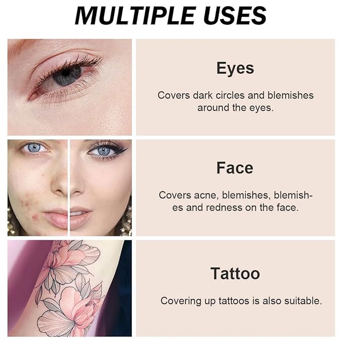 7 Color Solid Concealer Full Coverage Correcting Cream Concealer Waterproof Long-lasting Under Eye Concealer for Dark Circles Color Corrector Pro Concealer (Color 06)