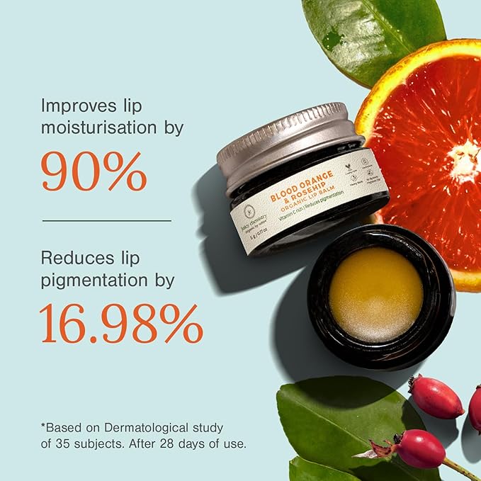 Juicy Chemistry - Organic & 100% Natural Lip Balm for Women with Anti-Ageing and Pigmented Lips w/Blood Orange & Rosehip (5gm)