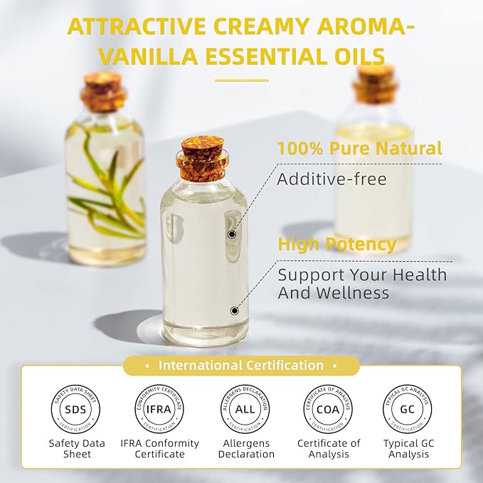 HIQILI 16 Ounces Vanilla Essential Oil, Strong Fragrance for Body Lotion, Candle Making, Soap, Aromatherapy -16 Fl Oz
