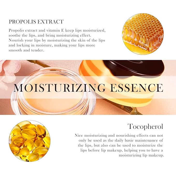 2Pcs Honey Strawberry Lip Balm Honey Pot, Strawberry Lip Sleeping Mask, Overnight Lip Sleeping Mask, Honey Balm Lip Balm Pot, Honey Lip Mask Nourish Lip Scrubs Exfoliator Honey/Strawberry