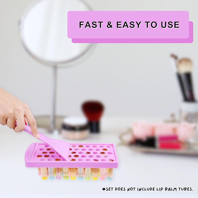 Lip Balm Filling Tray and Spatula (2 Sets) - Fast and Easy To Use - Just Pour & Spread - Instantly Fills 50 Lip Balm Containers (sold separately) - Make Your Own Natural Lip Balm Chapsticks at Home