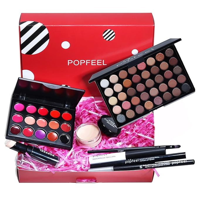 All in One Makeup Kit for Women Full Kit, Kit de Maquillaje para Mujer Included Shimmer 40 Colors Eyeshadow Palette, Brushes, Mascara, Eyeliner, Lipstick Palette, Contour Stick