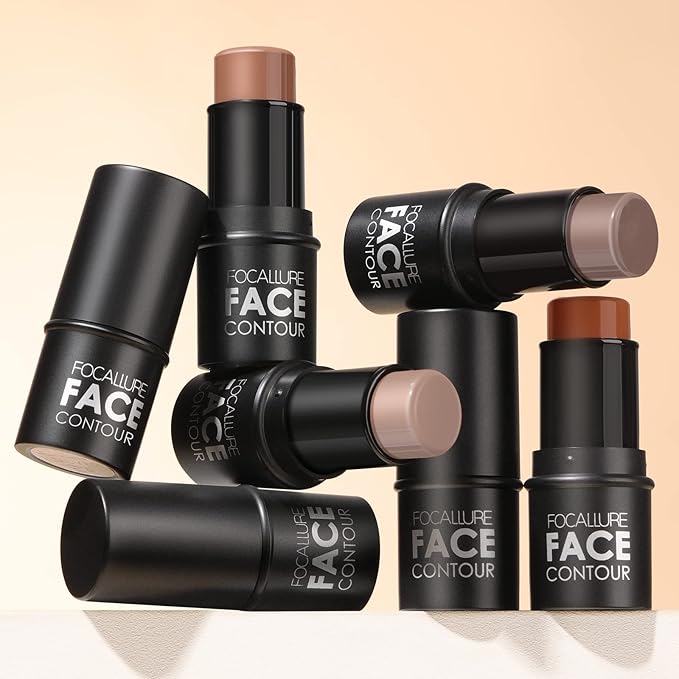 FOCALLURE Cream Contour Stick, Matte Bronzer Stick, Professional Face Shaping & Contouring Stick Makeup, Easy to Apply with Buildable Coverage, Long Lasting & Sweatproof, HICKORY