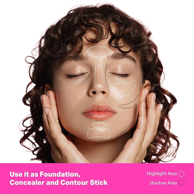 Ruby Kisses Natural Full Coverage 3-In-1 Stick Foundation. Easy to Apply, Hydrating, Lightweight, Long Lasting, Concealer and Contour Stick for Face Makeup (Caramel)