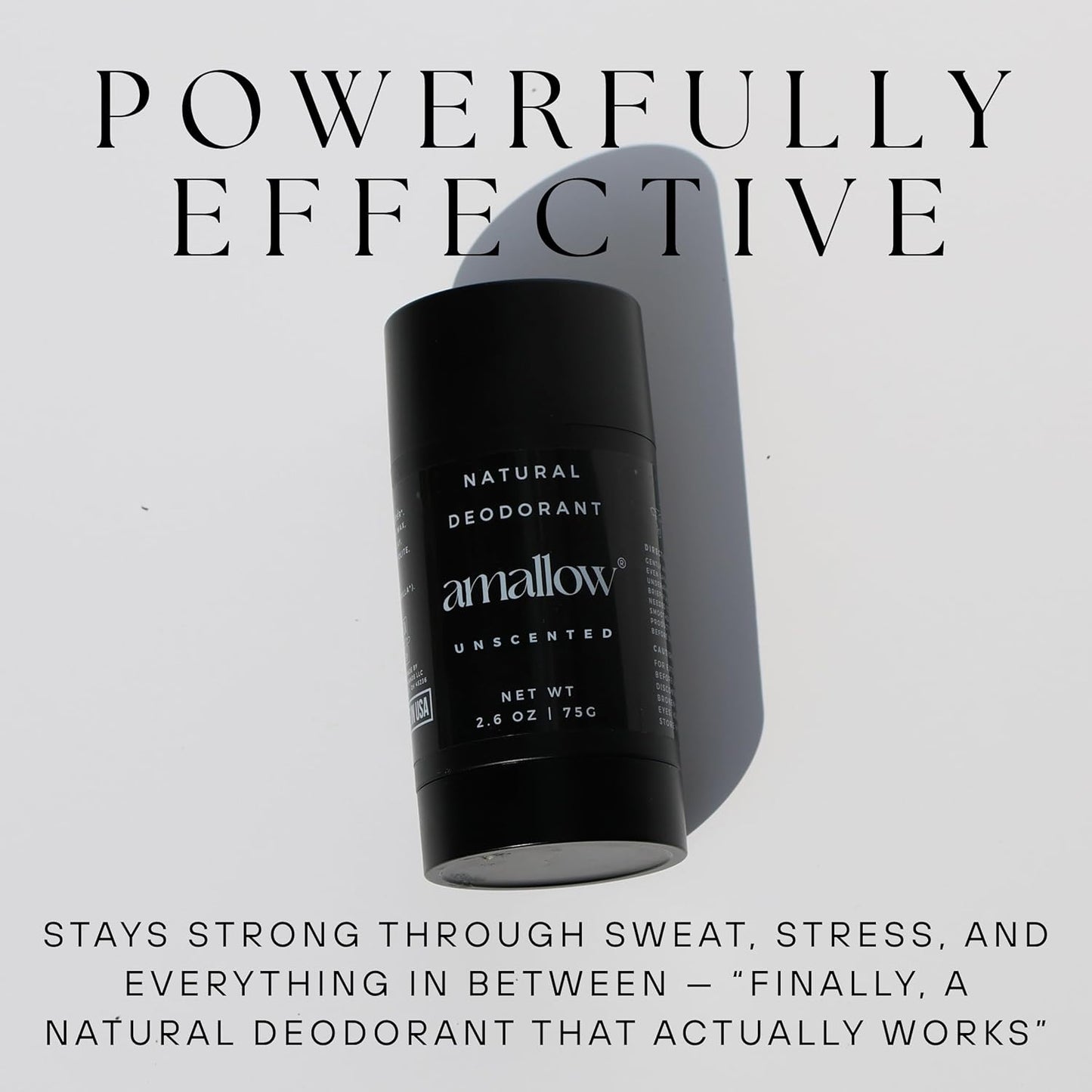 Amallow - Natural Deodorant – Aluminum Salt-Free, Tallow-Based, Baking Soda-Free, with Magnesium & Zinc – Long-Lasting Odor Protection – Handcrafted in the USA – 2.6 oz (Unscented)