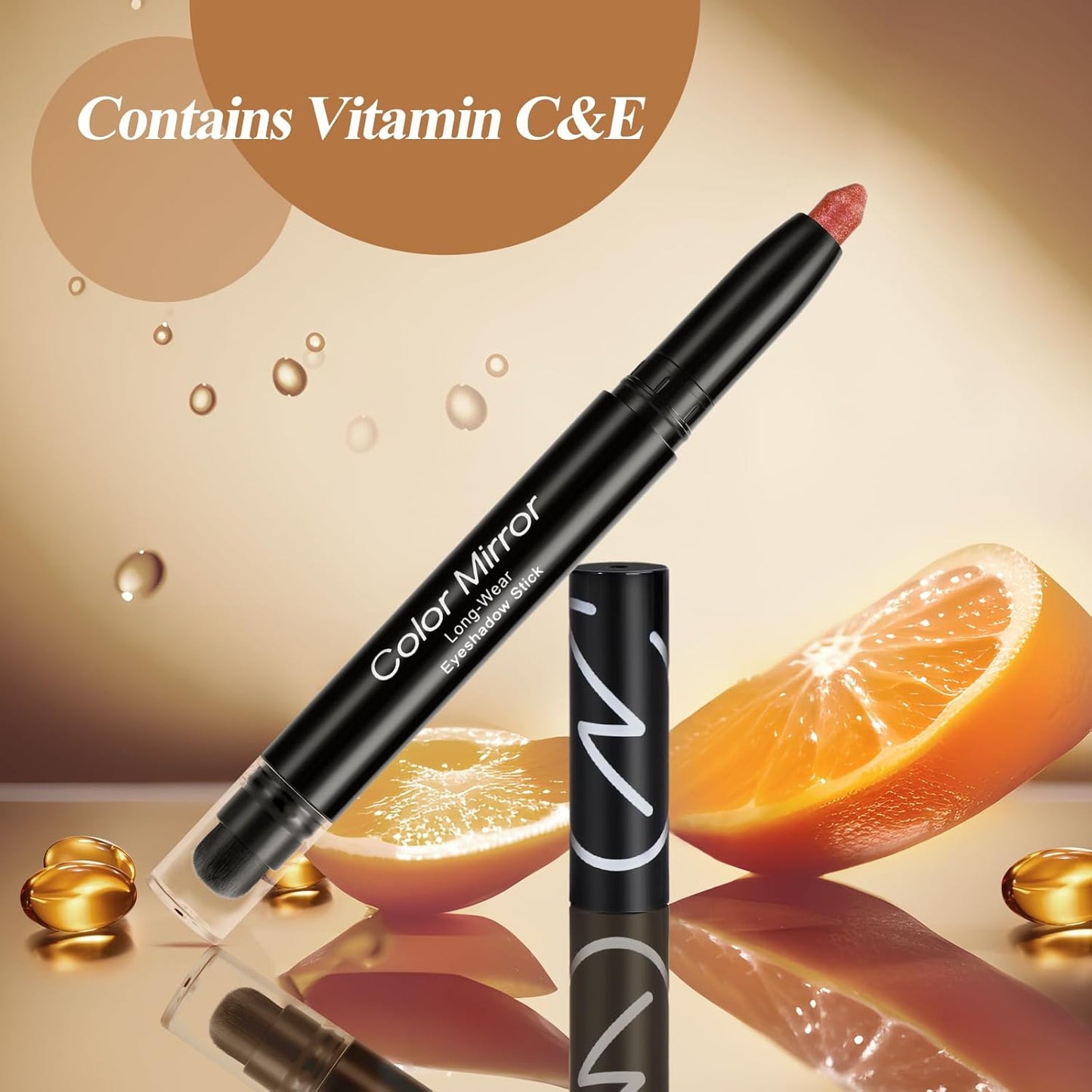 Longwear Cream Eye Shadow Sticks(46 Ruby Metallic), Smudge-Proof, Waterproof Eyeshadow,Silky Formula Glitter With Makeup Brush,Red Eyeshadow Stick