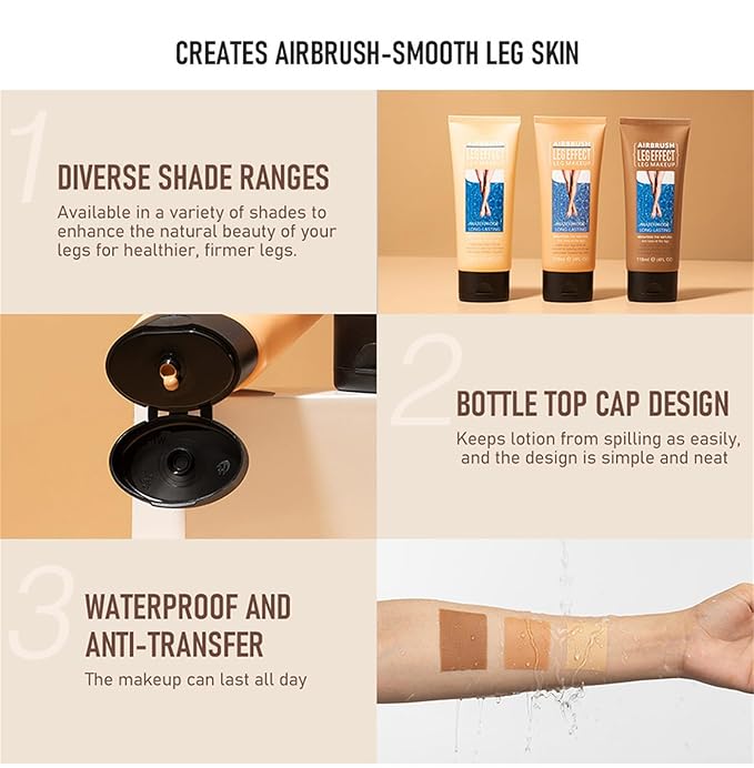 Leg Makeup Waterproof No Transfer, Leg Vein Cover up Makeup for Varicose Veins Waterproof Black Skin, Leg and Body Scar Cover up Makeup for Tattoo Cover Up, Long Lasting Body Foundation (3#, 4oz)