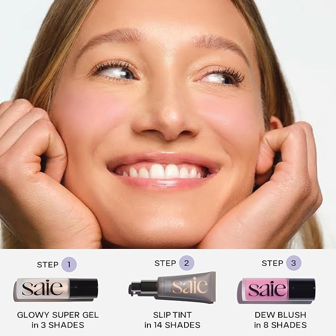 Saie Glowy Super Gel Lightweight Illuminator - Luminizer and Makeup Primer for Glowing Skin - Enriched with Vitamin C + Hydrating Squalane Oil - Wear Alone or Under Makeup - Starglow (1 oz)