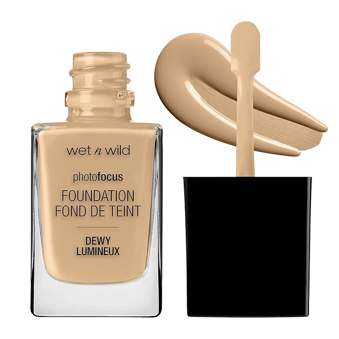 wet n wild Photo Focus Dewy Liquid Foundation Makeup Bundle with Bronze Beige and Buff Bisque Shades