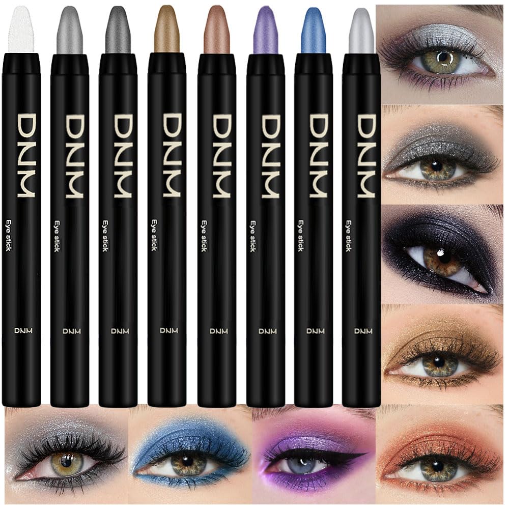 evpct 4Pcs Cream Eye Shadow Brightener Sticks Set for Eyes, 04# Light khaki 05# Broze gold 06# Desert gold 15# Beige gold Shimmer Metallic Eye shadow Pencil Applicator Stick Palette Makeup Waterproof