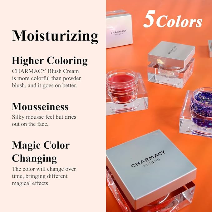 CHARMACY Magic Color Lip & Cheek Balm, PH Color Changing Blusher for Cheeks, Long Lasting Moisturizing Multi Use cream Waterproof Blush Makeup, BEATING HEART (#03)