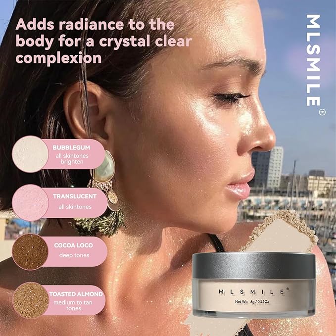 AKARY White Translucent Setting Powder, Shimmer Finishing Powder Oil Control for Long Lasting Makeup, Lightweight Loose Powder Waterproof Makes Skin Downy, Blurring Powder for All Skin Tones, 01