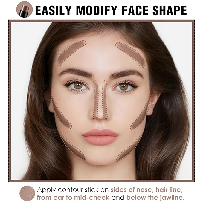FOCALLURE Cream Contour Stick, Matte Bronzer Stick, Professional Face Shaping & Contouring Stick Makeup, Easy to Apply with Buildable Coverage, Long Lasting & Waterproof, COCOA