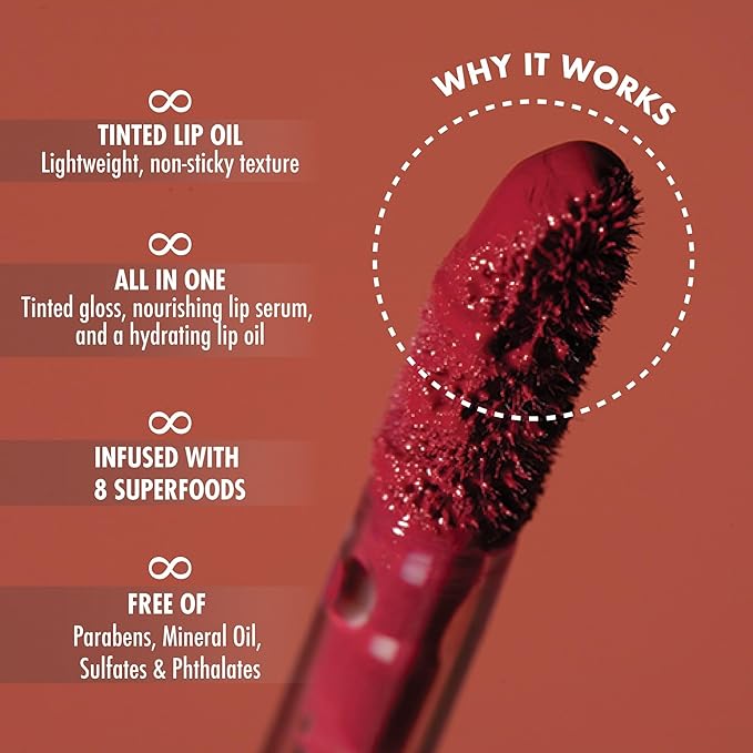 YENSA Super 8 Lip Oil, Natural Korean Moisturizing Gloss, No-Sticky Transparent Formula For Hydrating Lip Care (Boss Berry) .22 fl oz