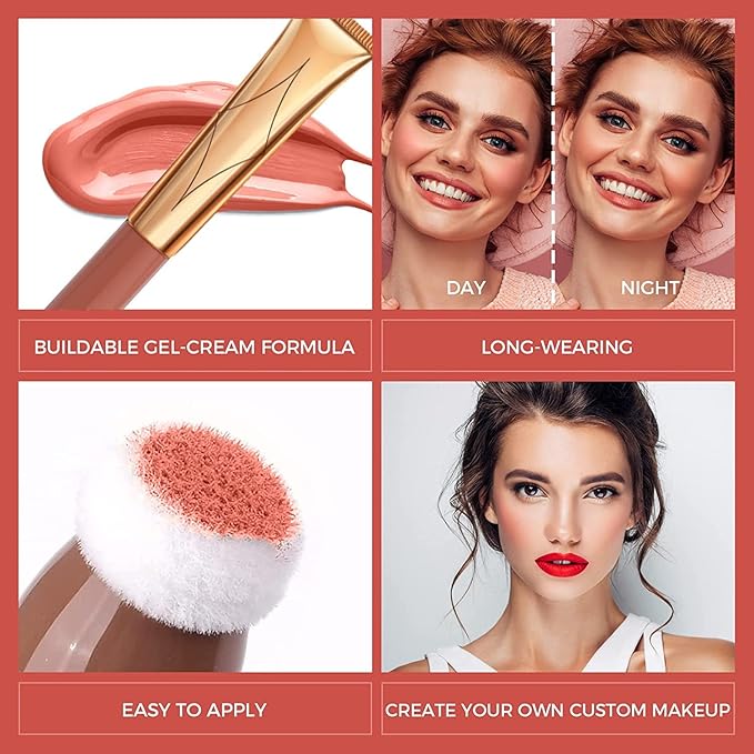 3 Color Contour Beauty Wand, Highlighter ，Face Concealer Contouring with Cushion Applicator Long Lasting & Smooth Matte Finish Liquid Illuminator Makeup Stick .(01 Contour+03 Cherry Red +05 Bronze Gold)