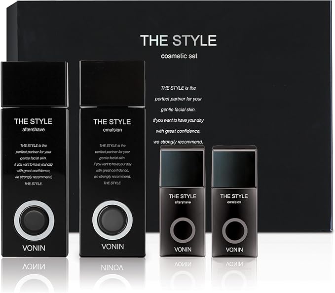 (The Style Aftershave Set, 11.5fl oz) - Men's Skincare Kit for Smooth Skin CoQ10, Cypress, AHA | Korean Skincare