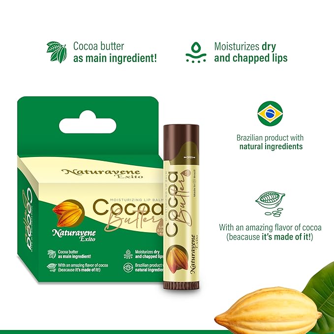 Moisturizing Lip Balm Cocoa Butter Box of 10, Moisturizing Hydrated Lips, Ligth Yellow, 0.13 Fl Oz, 1