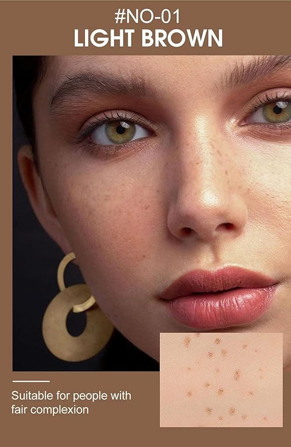 Freckle Pen 4 Colors Natural Freckle Pen Fake Freckle Pen Waterproof Long Lasting Soft Spots Natural Relaxing Sun Makeup (Light Brown)