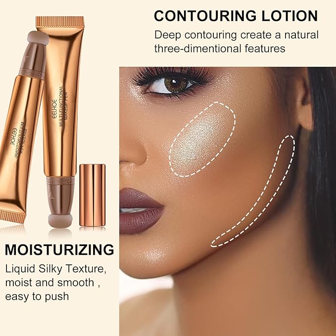 Contour Beauty Wand, Liquid Face Concealer Contouring Highlighter Blusher Stick with Cushion Applicator, Long Lasting Smooth Natural Matte Finish, Lightweight Blendable Super Silky Cream Contour Stick (02# Peach Pink)
