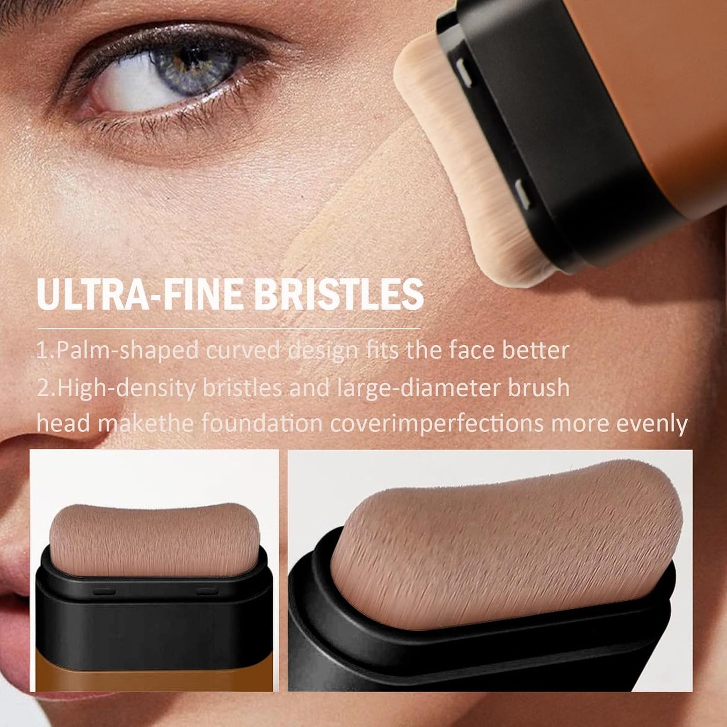 Face Foundation Concealer Stick,2-in-1 Long-wear Lightweight Contour Brighten Stick Blemish with Brush, Waterproof, Hydrating Full Coverage Dark Circles & Blemishes (02#Natural)