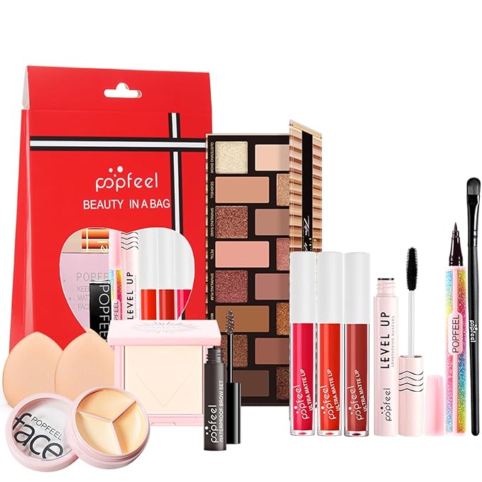 Teens Girls Makeup Kits, Multipurpose Women's Makeup Sets with Naked Eyeshadow Palette, Face Powder, Waterproof Eyeliner, Lipglolss, Makeup Sponge, Eyebrow Mascara, Cream Concealer