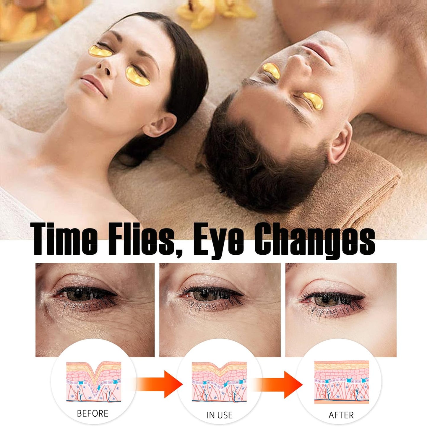 20 Pairs 24k Gold Eye Mask & Lip Mask, Collagen Eye Patches for Puffy Eyes, Effectively Moisturizing Anti-Wrinkles Eye Masks for Puffiness and Dark circles