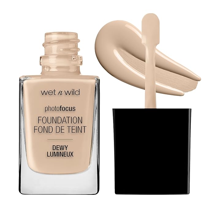 wet n wild Photo Focus Dewy Liquid Foundation Makeup, Soft Beige & Shell Ivory