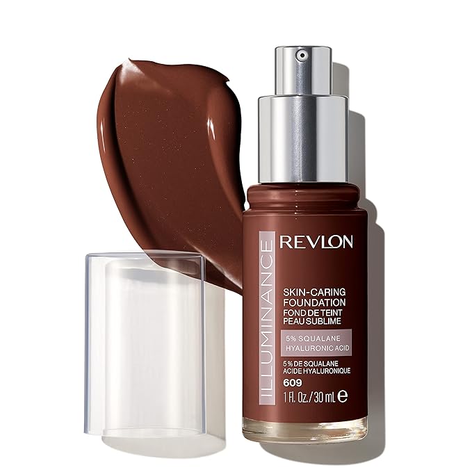 Revlon Illuminance Skin-Caring Liquid Foundation, Hyaluronic Acid, Hydrating and Nourishing Formula with Medium Coverage, 609 Sienna (Pack of 1)