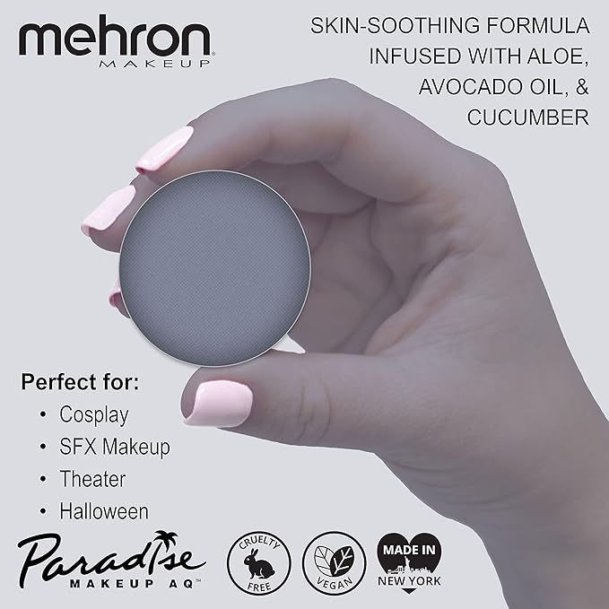 Mehron Makeup Paradise Makeup AQ Refill Size | Stage & Screen, Face & Body Painting, Beauty, Cosplay, Halloween | Water Activated Face Paint, Body Paint, Cosplay Makeup .25 oz (7 ml) (STORM CLOUD)