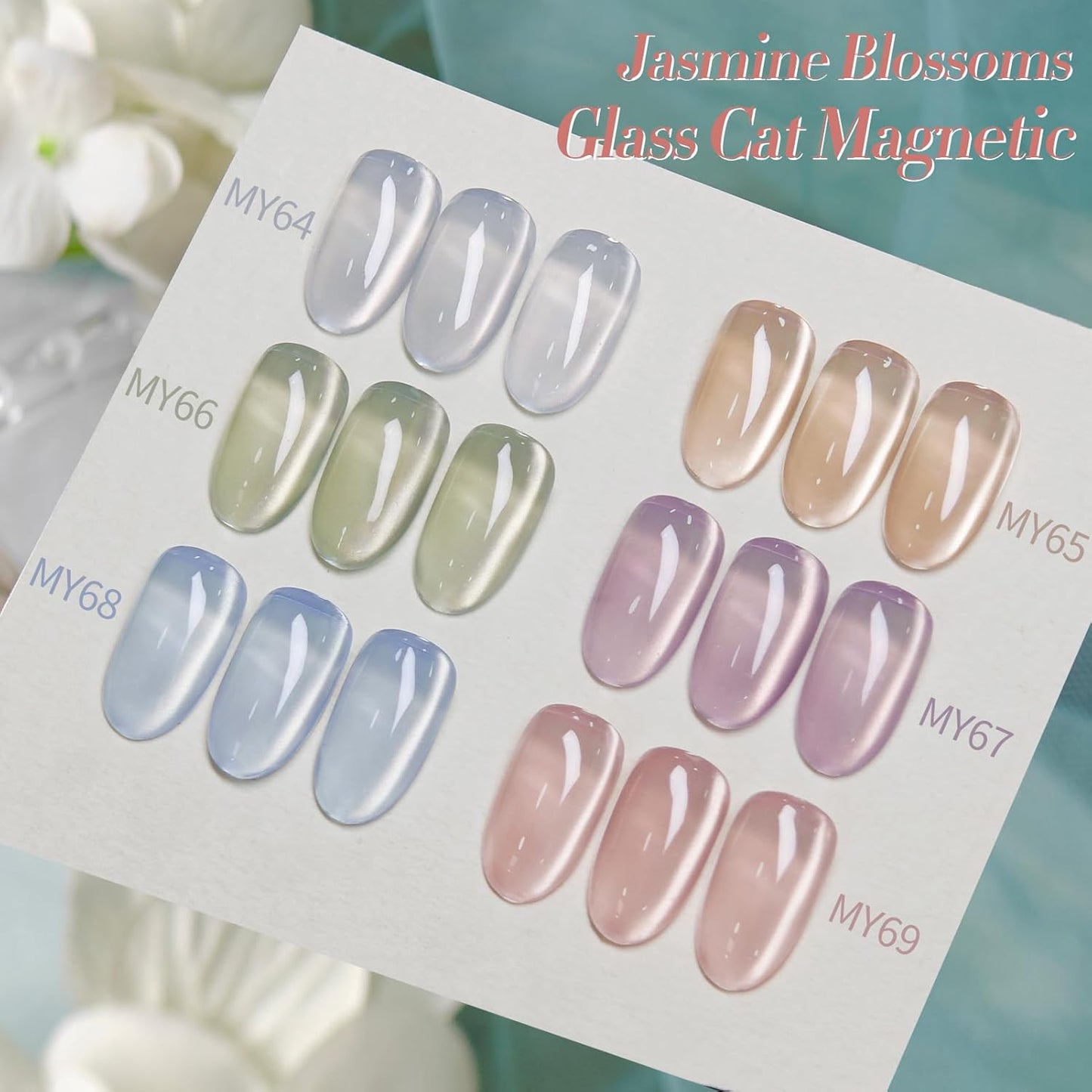 Born Pretty Magnetic Gel Nail Polish Water Light Magnetic Eye Gel Jelly Glass Crystal Glitter Shimmer Auroras Magnetic Gel Nail Art Manicure Kit 6PCS