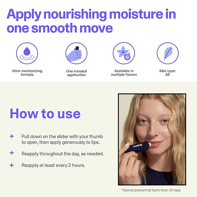 Curology Lip Balm, Nourishing Hydration for Dry Chapped Lips, Shea Butter Softens and Smooths, Subtle Passion Fruit