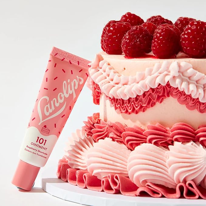 Lanolips 101 Delicious Rasberry Shortcake - Lip Balm with Vitamin E Oil and Lanolin for Lip Hydration - Naturally Flavored Lanolin Lip Balm for Very Dry Lips - Dermatologist Tested (.35 Oz)