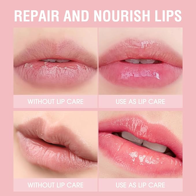 Glow Lip Balm Lipstick Long-Lasting Plumps Moisturizing Lip Gloss Lip Oil Mushroom Jar,Day & Night Lip Repair Hydrating Lip Mask Nourish & Hydrate Not Sticky Tinted Lip Balm (1# PINK)