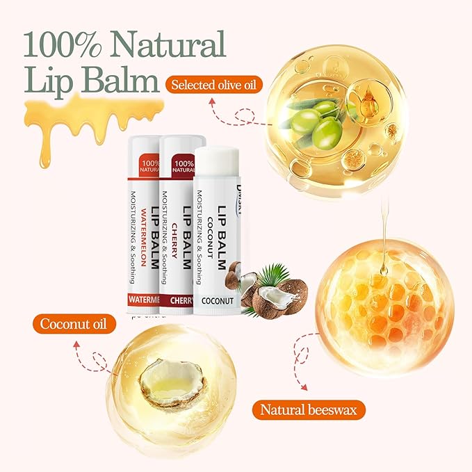 Dmsky Lip Balm Bulk, Fruit Lip Balm Variety Pack, Hydrating Lip Balm for Men Women Kids, 0.15 Oz, 40 count (Pack of 1)