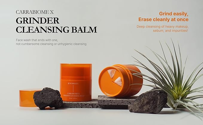 Grinder Cleansing Balm Korean Makeup Remover Hydrating Facial Wash for All Skin Types Sorbet texture 1.76 Ounce (Pack of 1)