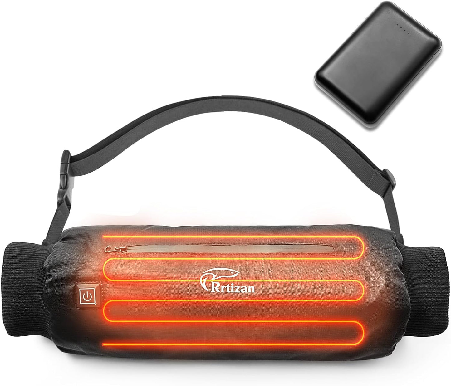 Heated Hand Warmer Pouch with 10000mAh Power Bank,Electric Hand Warmer Rechargeable with 3 Levels Heating and Adjustable Belt, Ideal for Football, Camping,Hunting, Portable and Waterproof Hand Muff