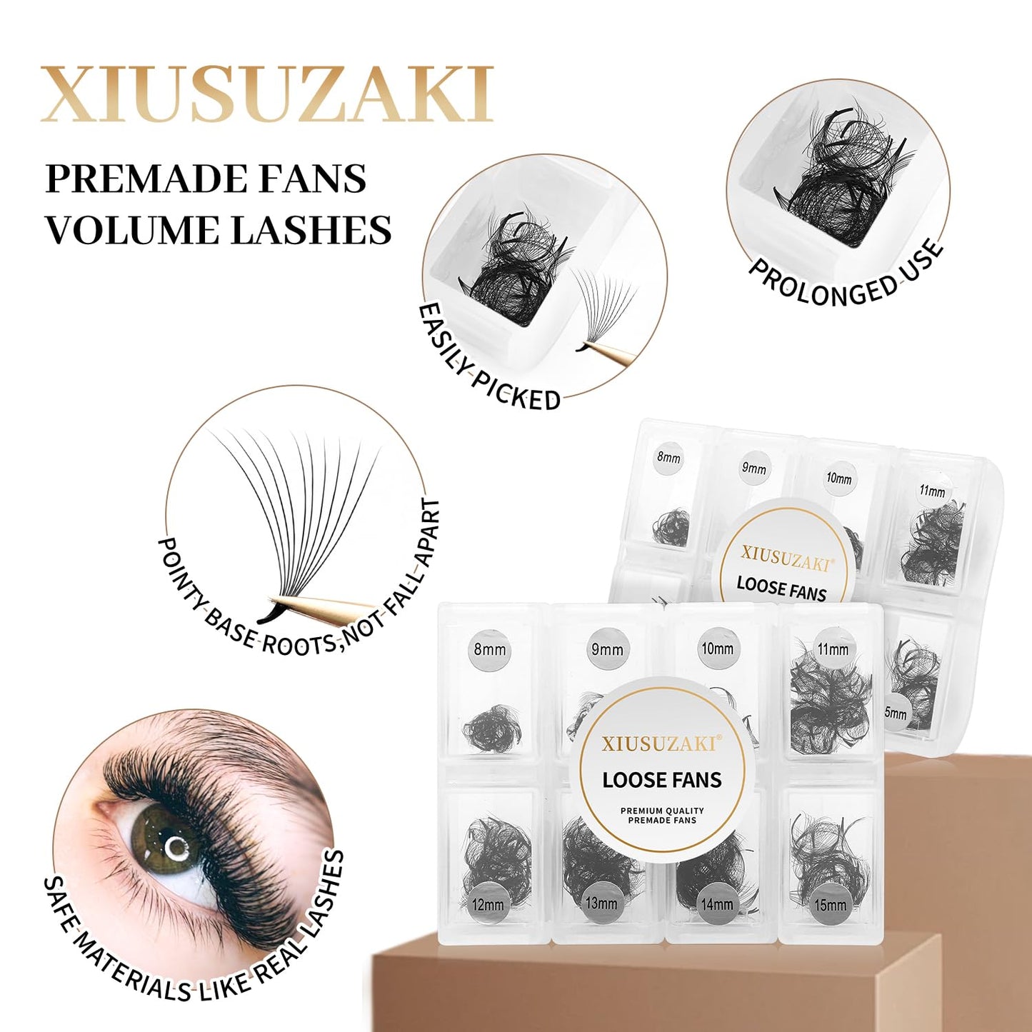 Premade Fans Eyelash Extensions 600 Fans 7D Premade Lash Fans Volume Lash Extensions 0.07 Thickness Eyelash Extension C Curl Mix 8-15mm Fluffy Soft Handmade Loose Fan(600Fans-7D-0.07-C,8-15mm)