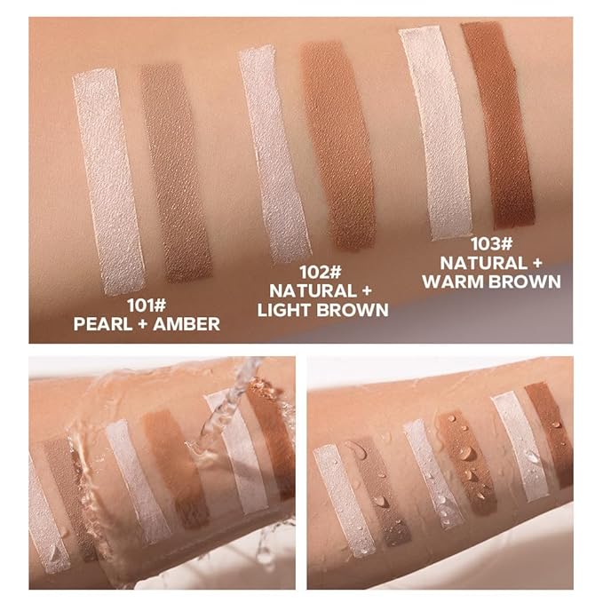 Double head contour stick, Highlight & Contour Bronzer Stick, durable and waterproof contour stick set, facial makeup contour face cream(01#Bronzer contour and glow sticks) ﻿