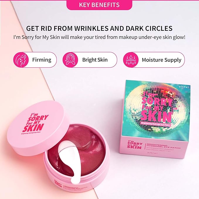 Brightening Hydrogel Eye Patch - Eye Patches for Puffy Eyes and Dark Circles Remover, Under Eye Mask Self Care Gifts for Women - Eye Bag Treatment Skin Care, 60 EA 3.17oz / 90g