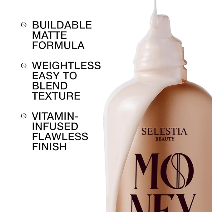 Matte Foundation Money - Long-Lasting Makeup Foundation with Flawless & Buildable Coverage - Liquid Foundation for All Skin Types (Ivory)