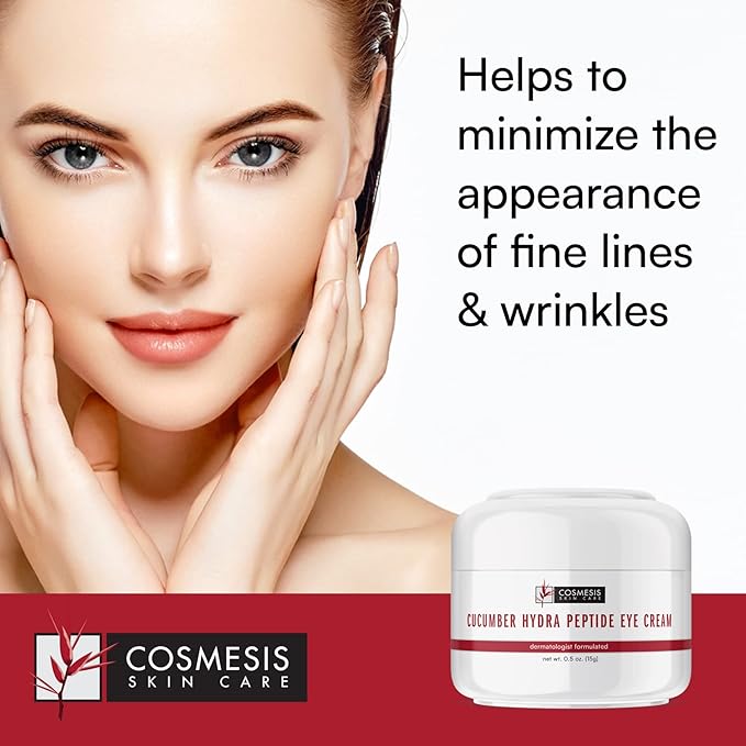 Cucumber Hydra Peptide Eye Cream - Minimize Fine Lines, Promote Smooth Skin & Protect Delicate Under-Eye Skin - 0.50 oz - Cosmesis