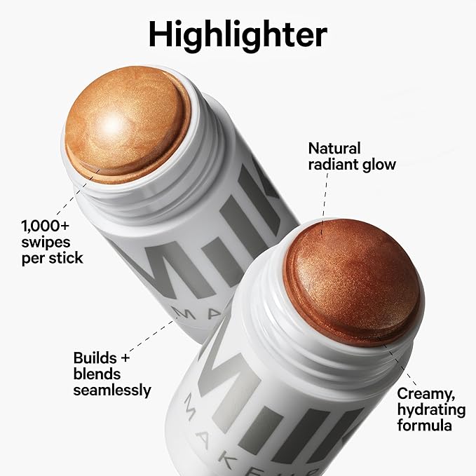 Milk Makeup Highlighter, Lit (Champagne) - 0.21 oz - Dewy Cream Highlighter Stick - Blendable & Buildable - 1,000 Swipes in Every Stick - All Skin Types - Vegan, Talc Free & Cruelty Free