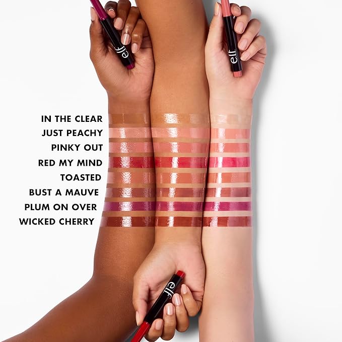 e.l.f. Pout Clout Lip Plumping Pen, Nourishing Lip Balm For Sheer Color & Shine, Plumps & Moisturizes, Vegan & Cruelty-Free, Wicked Cherry