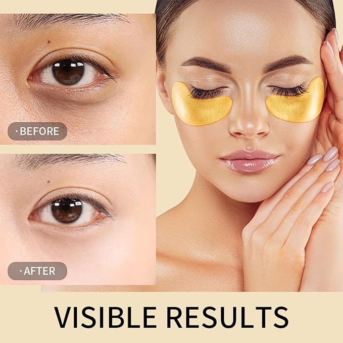 30 Pairs Under Eye Patches for Puffy Eyes, 24k Gold Under Eye Mask, Gel Crystal Collagen Eye Masks for Dark Circles and Puffiness,Travel Eye Patches for Reducing Fine Lines,Moisturizing Skin Care Set